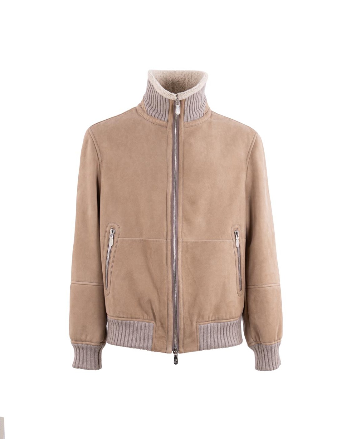 shop BRUNELLO CUCINELLI  Montone: Brunello Cucinelli bomber in shearling curly scamosciato con collo in maglia di cashmere.
Chiusura con zip e doppio cursore.
Collo con inserto in maglia a costina.
Tasche basse con zip.
Polsini e fondo in maglia a costina.
Fodera in shearling.
Composizione: 100% Pelliccia.
Fabbricato in Italia.. MPMLS1737-C4248 number 9405942